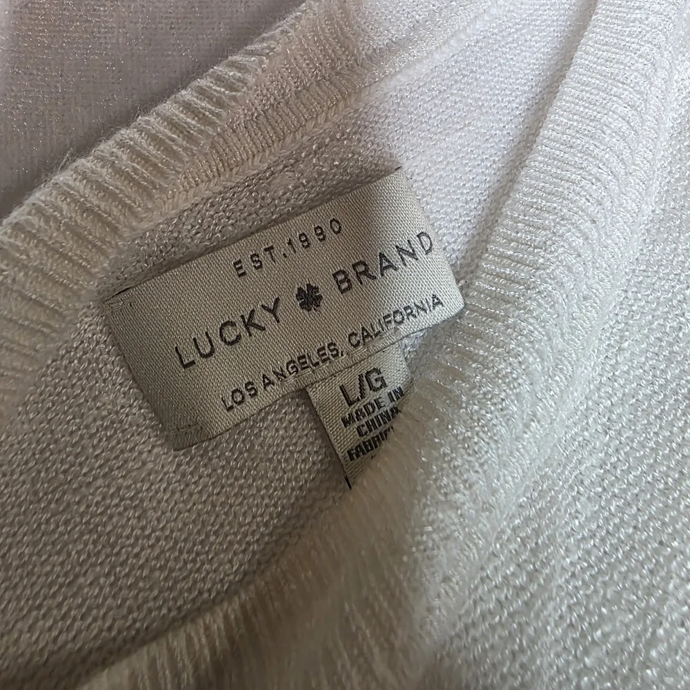 Lucky Brand Semi Sheer Long Sleeve Lightweight Sweater Ivory Size Large - Picture 6 of 7